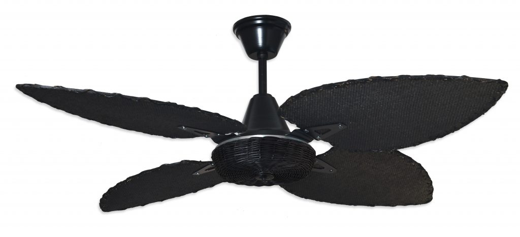 Ventilador BARI Negro Palas Y Canasta Tejida De Rattan Tono Negro