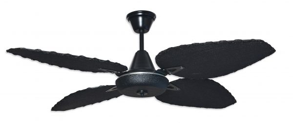 Ventilador SIENA negro palas y tapa forrada de rattan. Tono negro