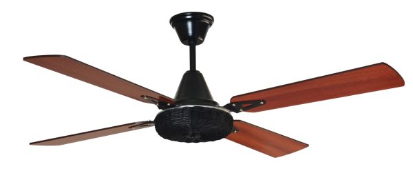 Ventilador GÉNOVA LUJO negro palas de melamina. Tono cedro